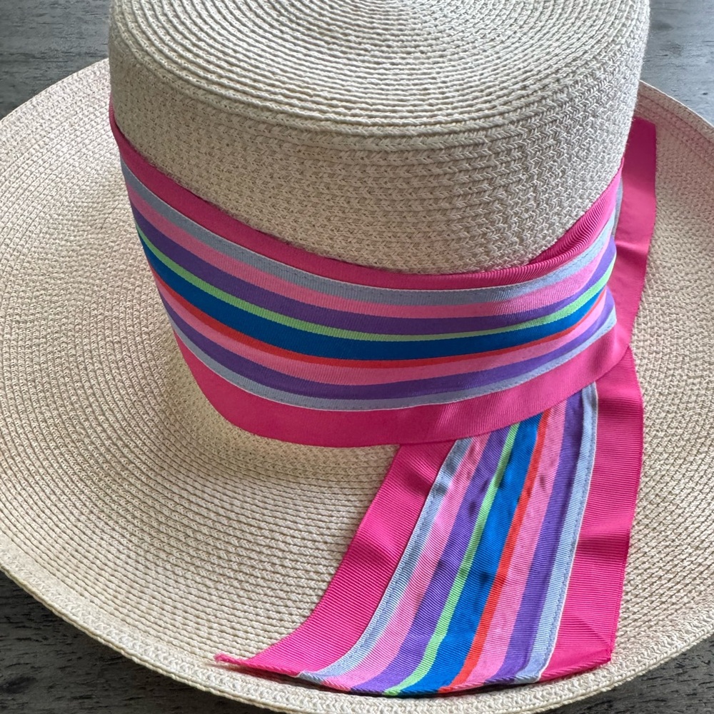 Eric Javits New York Sun hat with pink ribbon